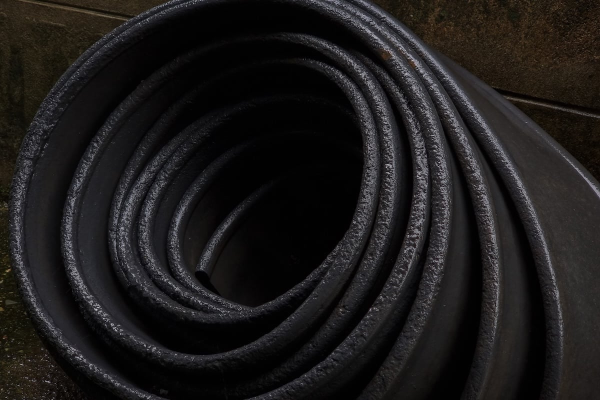 Roll of rubber membrane waterproofing. Construction material.
