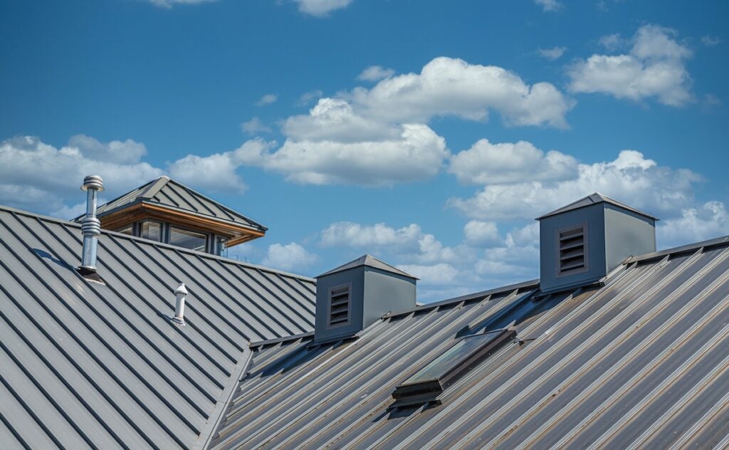 Metal Roof Under Blue Skies