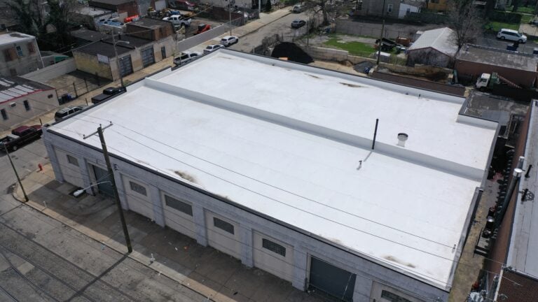 Aerial view of a commercial roof