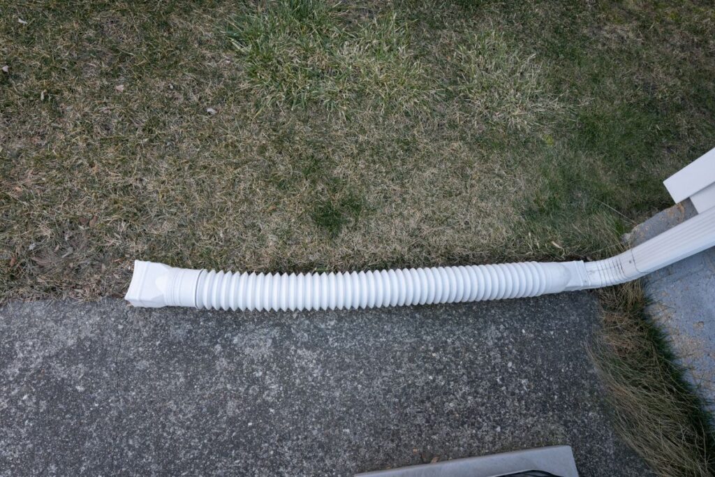flexible gutter extention has been installed