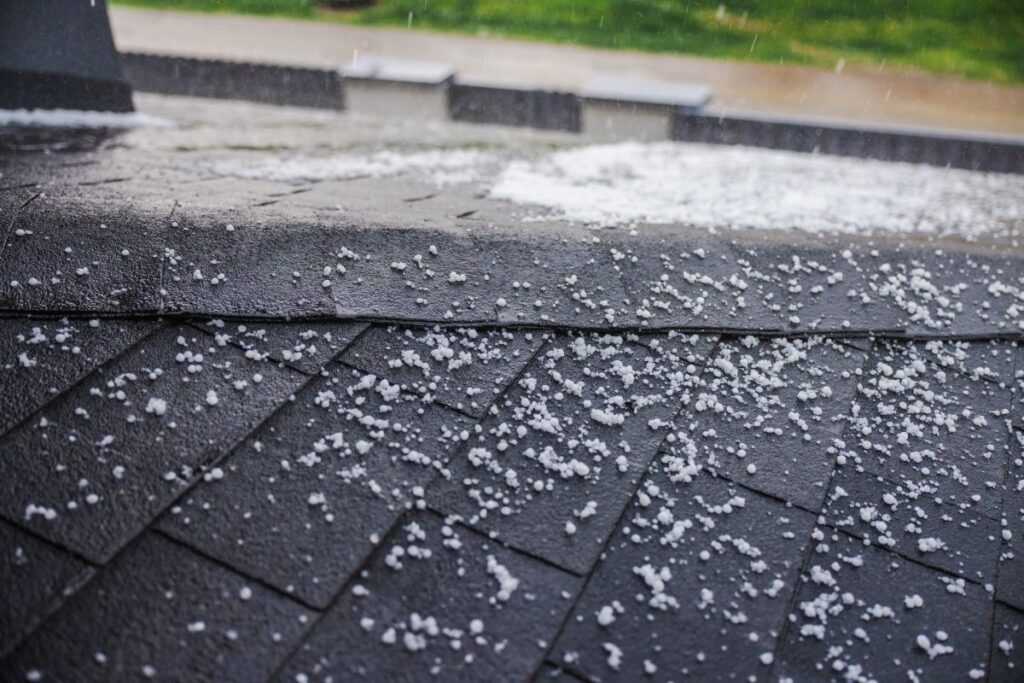 what does hail damage look like on a roof wet roof after storm