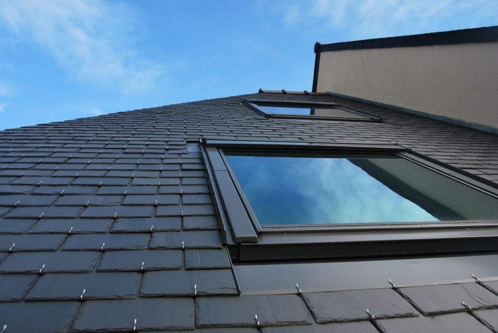 skylights on a slate tile roof